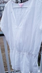 Lilly Pullitzer White Cover Up with silver lurex